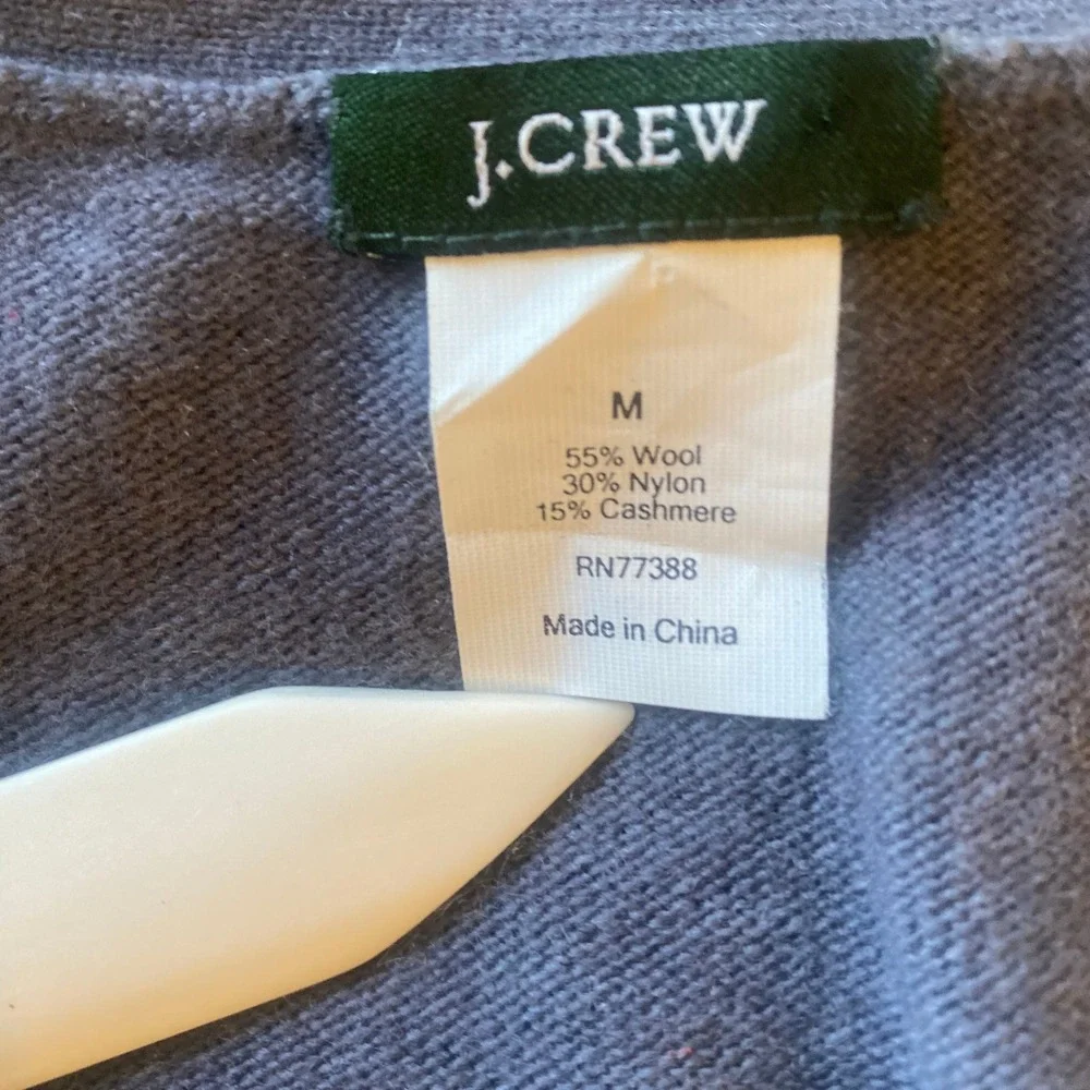 J. Crew Purple Beaded V-Neck Cardigan Sweater Size‎ M Wool Nylon Cashmere Blend